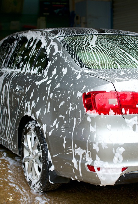 Car wash foam on car